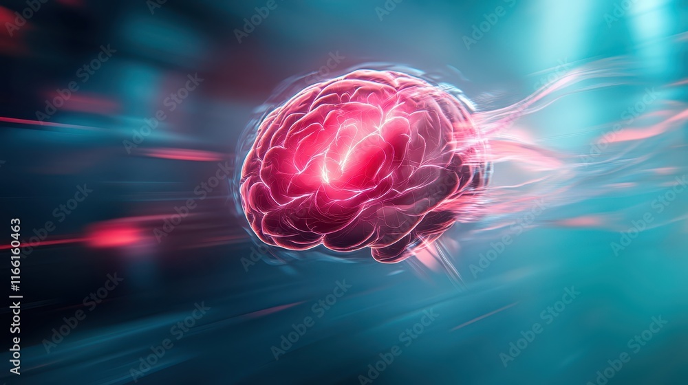 Poster illuminated brain, exploring the depths of cognitive function and creative thinking