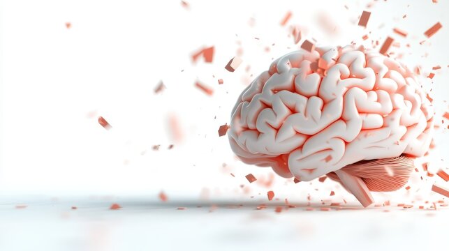 Brain eruption, surreal image of exploding from the earth visual metaphor for mind emergence