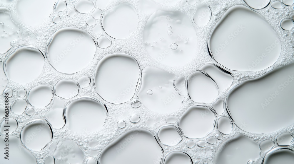 Poster mesmerizing macro of translucent bubbles, a study of texture and light on white closeup