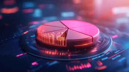 Unlocking insights, exploring data representation through vibrant pie chart on sleek digital interface