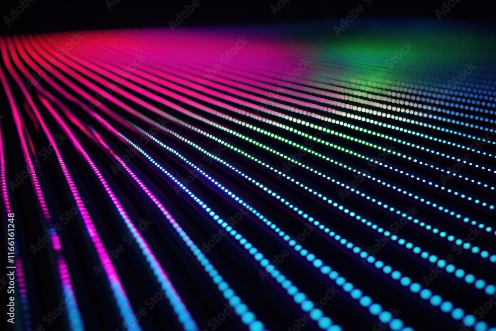 Fototapete Glowing abstract neon lines create an immersive digital landscape with vibrant colors and energetic patterns. Generative AI