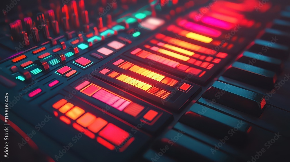 Aufkleber vivid colors of technology, closeup exploration of multicolored computer keyboard's design and aesth