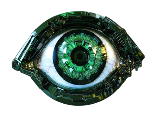 green futuristic technology human eye isolated