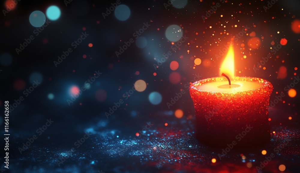 Poster glowing candle surrounded by soft bokeh lights creating a warm and cozy atmosphere for relaxation an