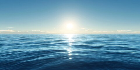 Bright Sun Rising Over Calm Ocean Water Creates a Serene and Peaceful Morning Atmosphere