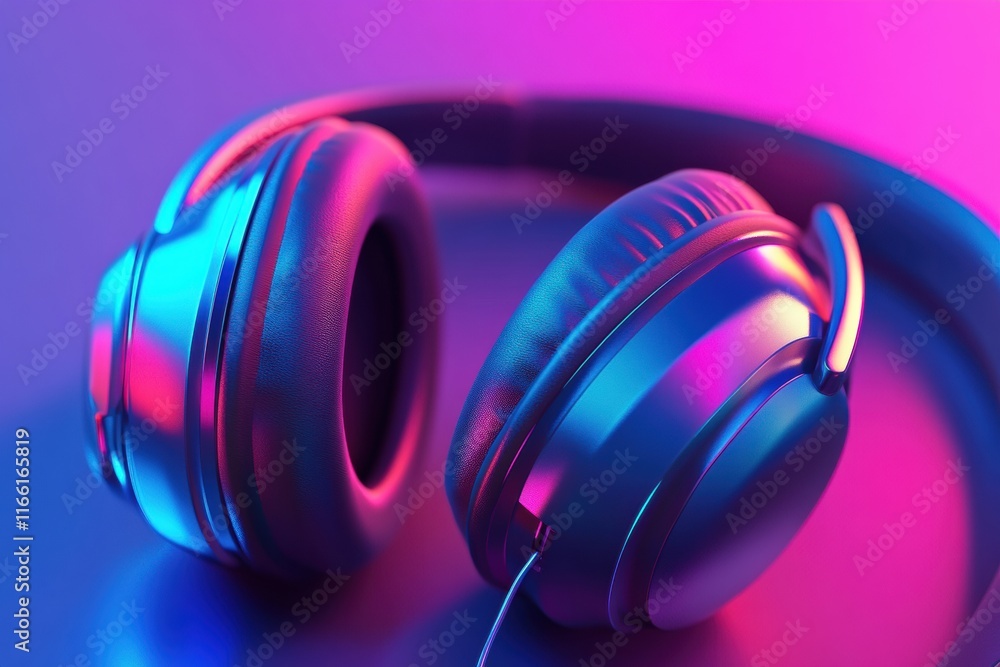 Aufkleber close up view of vibrant headphones showcasing modern design and sleek aesthetics in a colorful setu