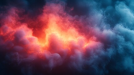 Fototapeta premium Vivid pink clouds glowing against a blue sky