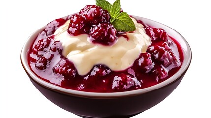 German Rote Gr&uuml;tze: A Vibrant Red Fruit Pudding with Vanilla Sauce