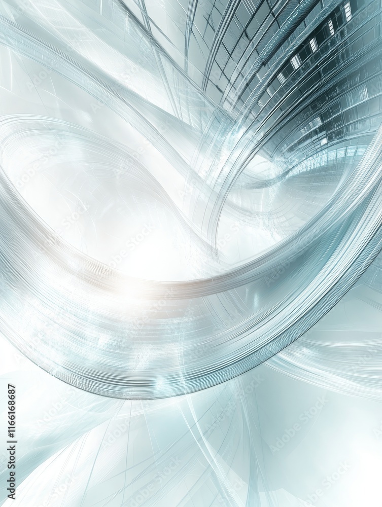 Aufkleber abstract design featuring flowing lines and dynamic shapes in a futuristic architectural setting