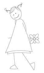 Girl. A child. Cheerful caricature. Humorous picture. Vector. Illustration