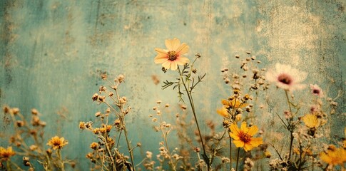 Wildflowers Bloom Against Textured Background