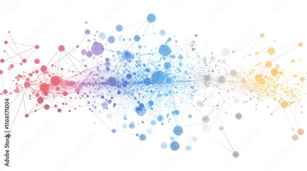 Aufkleber Colorful Abstract Representation of Interconnected Data Points Showcasing Networks and Relationships in Digital Format