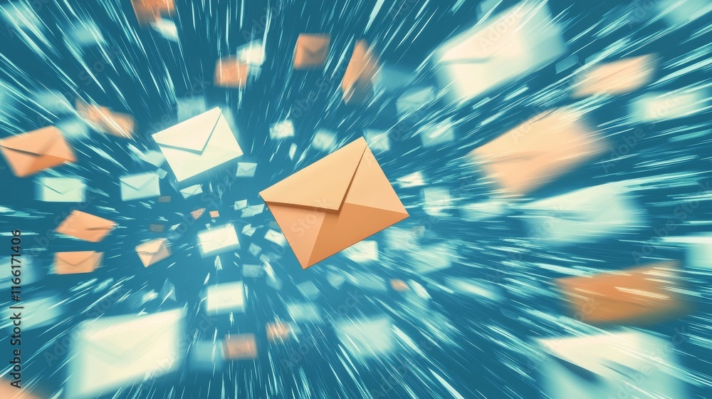Aufkleber colorful envelopes in motion create a dynamic visual representation of fast communication and messag