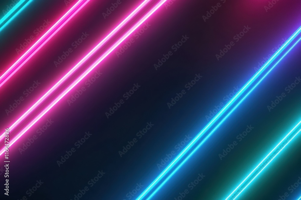 Aufkleber Bright and vibrant abstract glowing neon lines creating a modern digital background of colors. Generative AI
