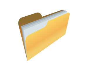 Classic gradient yellow computer file folder icon with document