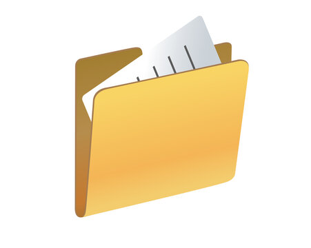 Classic gradient yellow computer file folder icon with document