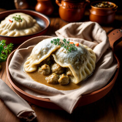 Serviettenklos Hearty Dumpling with Rich Ragouts and Flavors