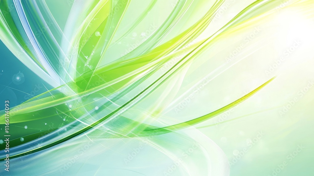 Poster vibrant abstract design showcases flowing lines and soft colors in a harmonious blend of light green