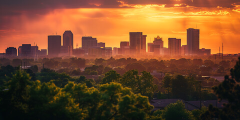 Cityscape View with a Natural Tree Background