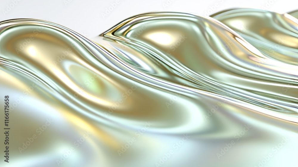 Poster detailed close-up of shimmering silver waves creating an elegant texture under soft lighting, highli