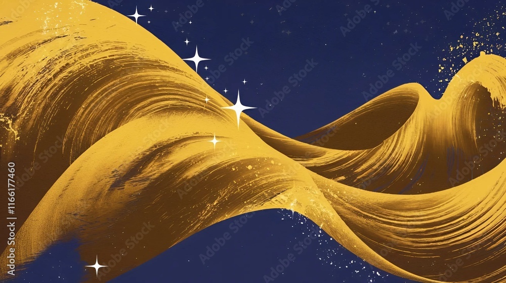 Fototapete a vibrant and dynamic cover image with a color texture of wave gold. no text is included.