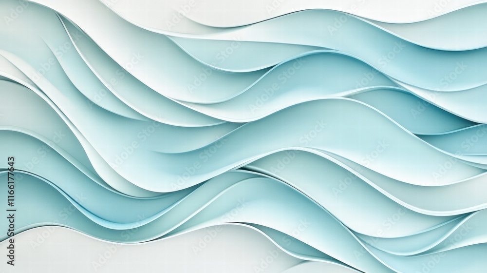 Poster seamless wave like pattern in soft blue and white tones creating a tranquil, flowing design. generat