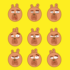 Set of funny capybara faces.