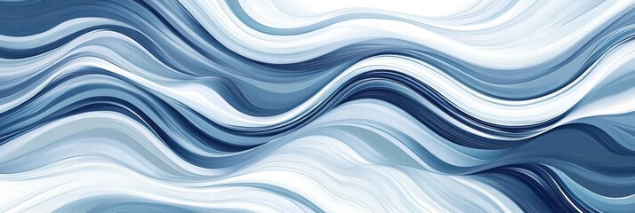 Fototapeta premium Seamless wave like pattern in shades of blue and white evokes calm and fluidity in design and art. Generative AI