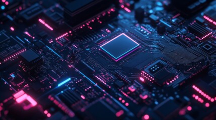 Fototapeta premium High-Tech Circuitry with Vibrant Colors and Soft Light