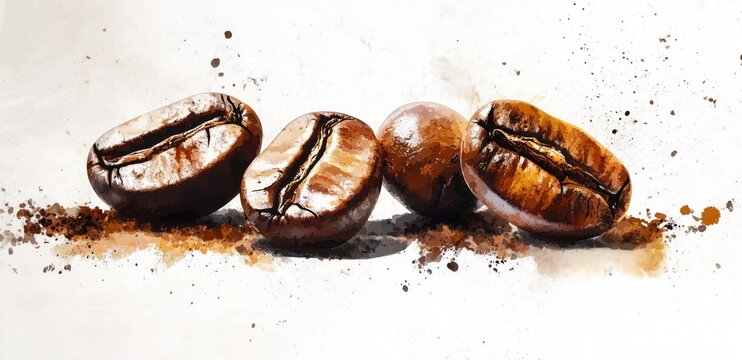 drawing of four coffee beans