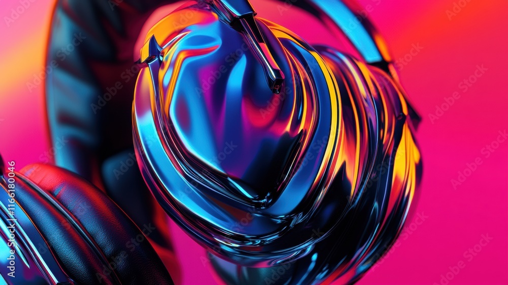 Aufkleber close up view of modern headphones showcasing vibrant colors and intricate design features. generati