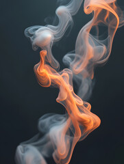 Obraz premium Swirling orange and white smoke rising against a dark background at night