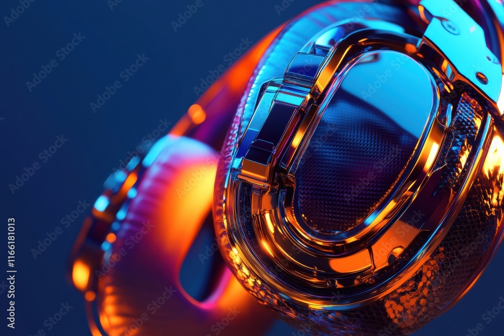 Aufkleber close up view of vibrant 3d headphones highlighting sleek design and colorful lighting effects in a 