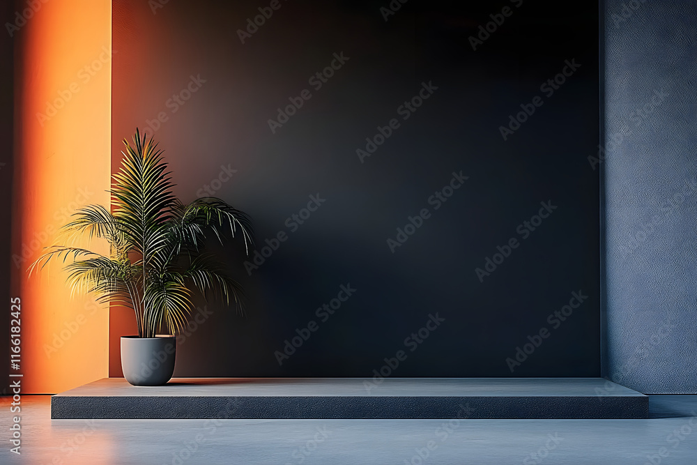 Poster stock photo features a minimalist studio setting with a black gradient backdrop, creating a versatil