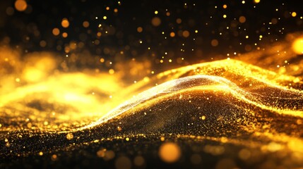 Fototapeta premium Golden Wave with Sparkling Lighting and Textures