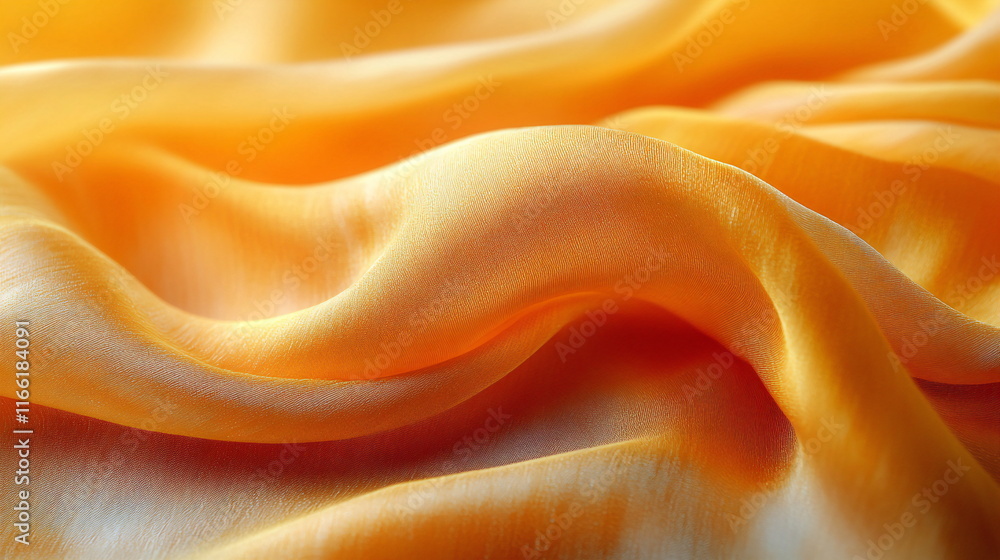 Aufkleber soft yellow fabric draped elegantly creating flowing patterns and textures in warm, natural light