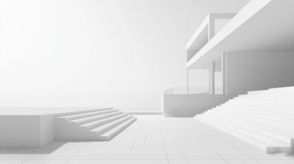 Modern Architectural Scene with Clean Lines and Textures