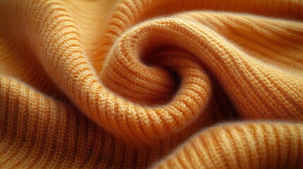 Soft texture of orange knit fabric showcasing intricate patterns in natural light