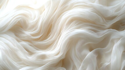 Fototapeta premium Soft white fabric undulating gracefully under natural light on a calm surface