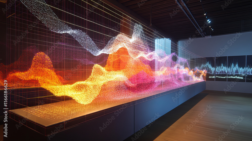 Poster hologram data table. a data table of polygons, triangles of points and lines. the data table icon is