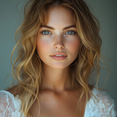 Naklejka premium Woman Beautiful Realistic Model Headshots
