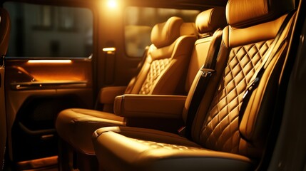 Luxury Car Interior: Golden Hour Elegance