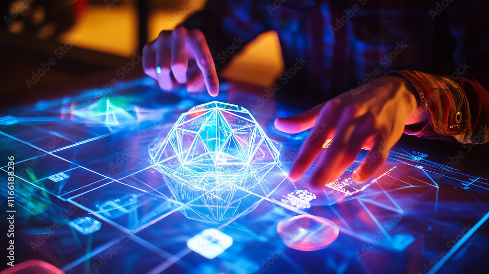 Poster hologram construction roulette. measuring tape of polygons, triangles of points and lines. measuring