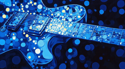 Guitar blue points of light. Guitar vector illustration