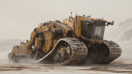 The excavator of the particles. The excavator is combined with a tractor