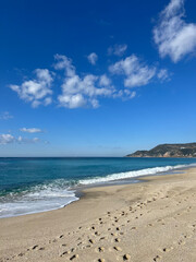 Fototapeta premium Beach waves footprints. High quality photo
