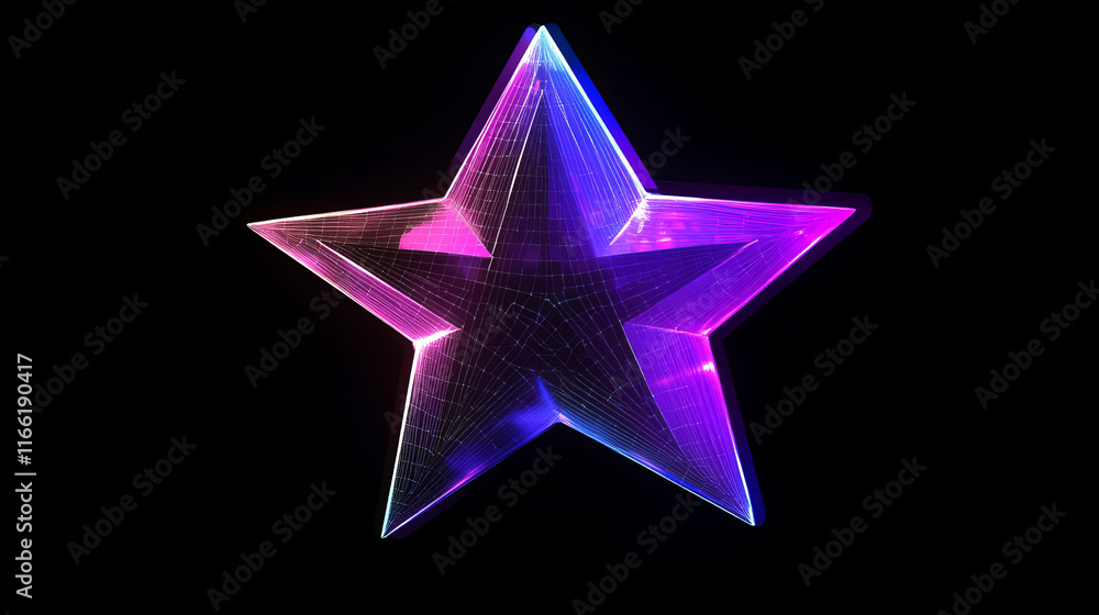 Aufkleber the hologram is a star. a star made of polygons, triangles of points and lines. a star with round co