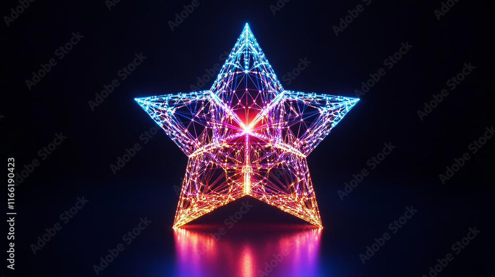 Aufkleber the hologram is a star. a star made of polygons, triangles of points and lines. a star with round co