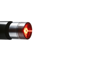 Laser pointer with bright red light used for presentations and highlighting information in educational settings