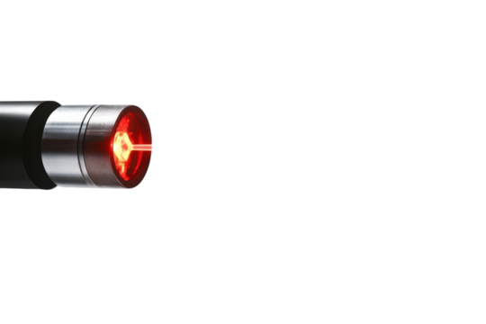 Laser pointer with bright red light used for presentations and highlighting information in educational settings